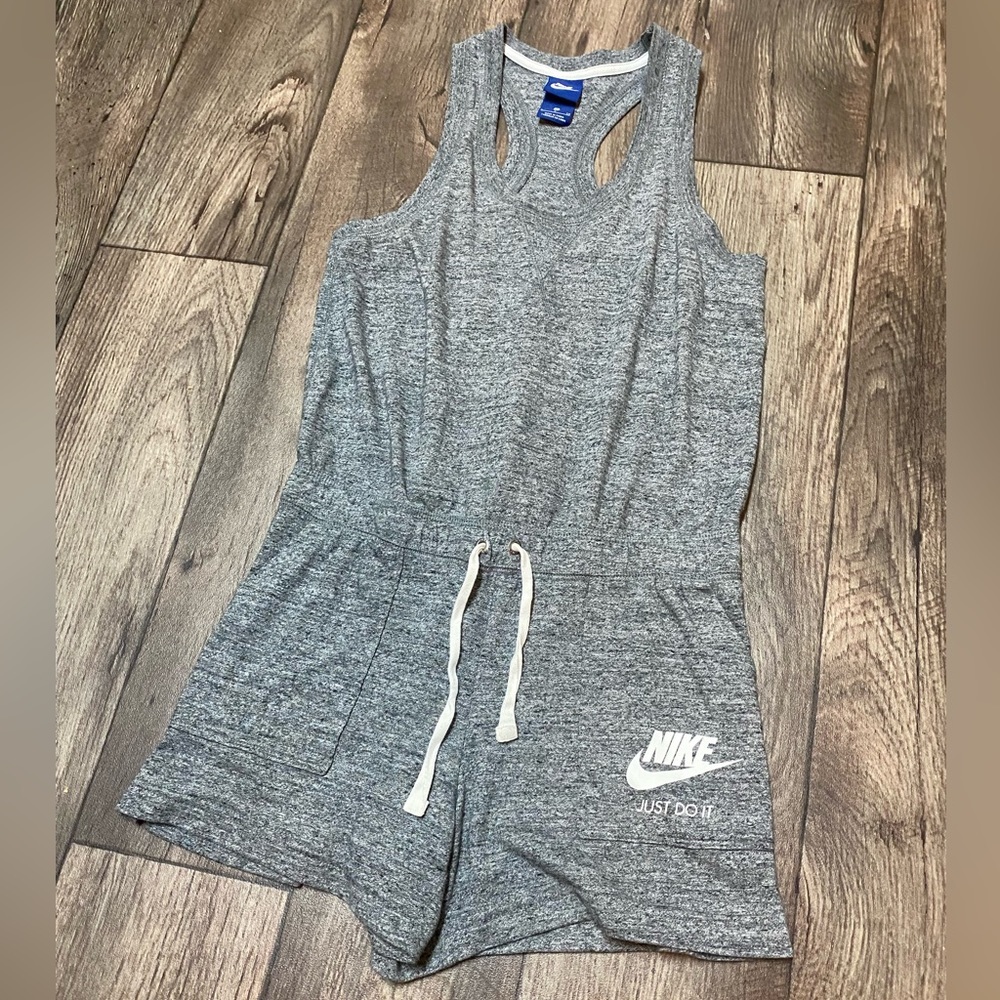 Nike Gray Racerback Romper Small Just Do It Athleisure Lounge One Piece - Picture 2 of 5